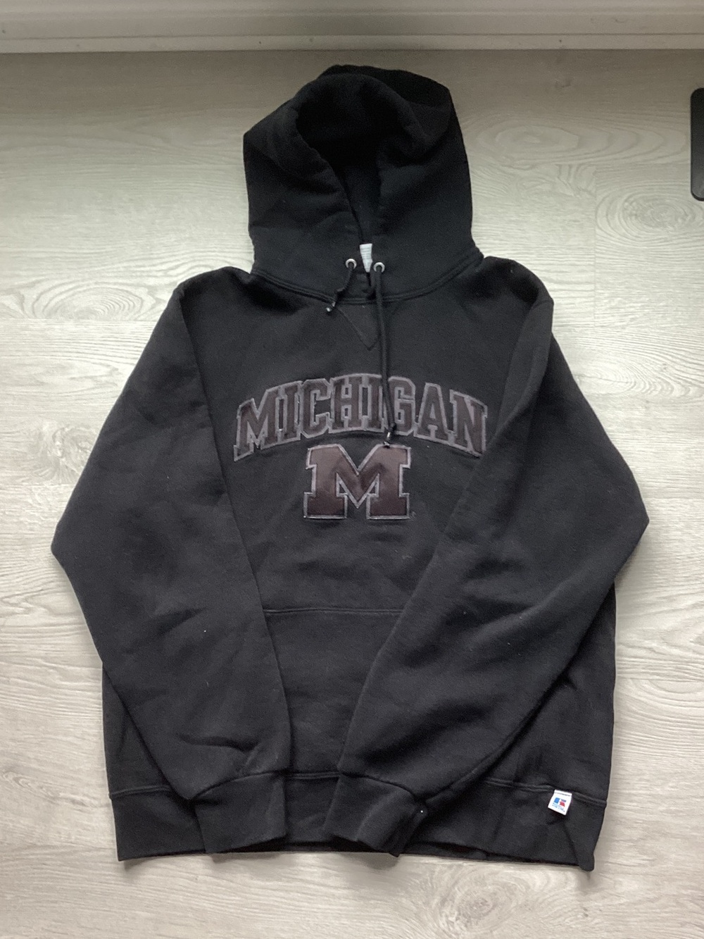 Russell Athletic Black Michigan Hoodie with Appliqué M